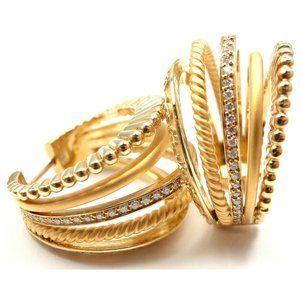 New Authentic Carrera Y Carrera Melodia 18k Yellow Gold 5Strand Diamond Earrings